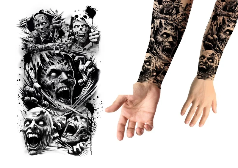 Halloween-Tattoo-Imitat „Zombie“, 30 cm