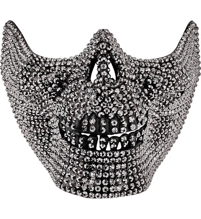Skelettmaske, schwarz, mit Strass
