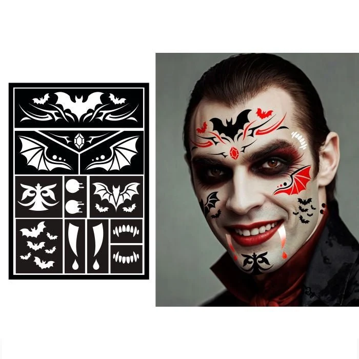 Vampir-Tattoo-Schablone 20 cm