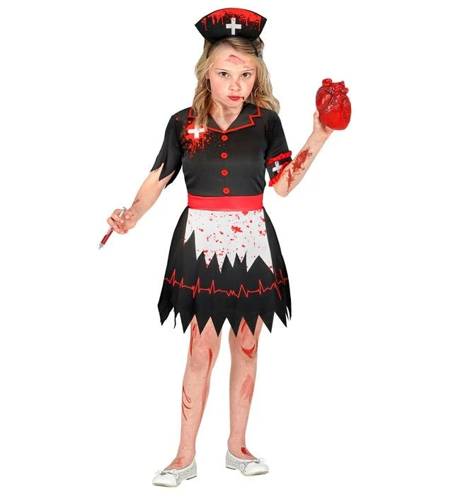 Krankenschwesterkleid, schwarz, für Mädchen