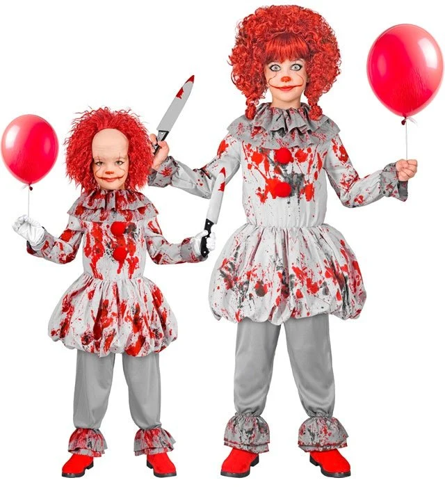 Clown-Kostüm grau-rot für Kinder