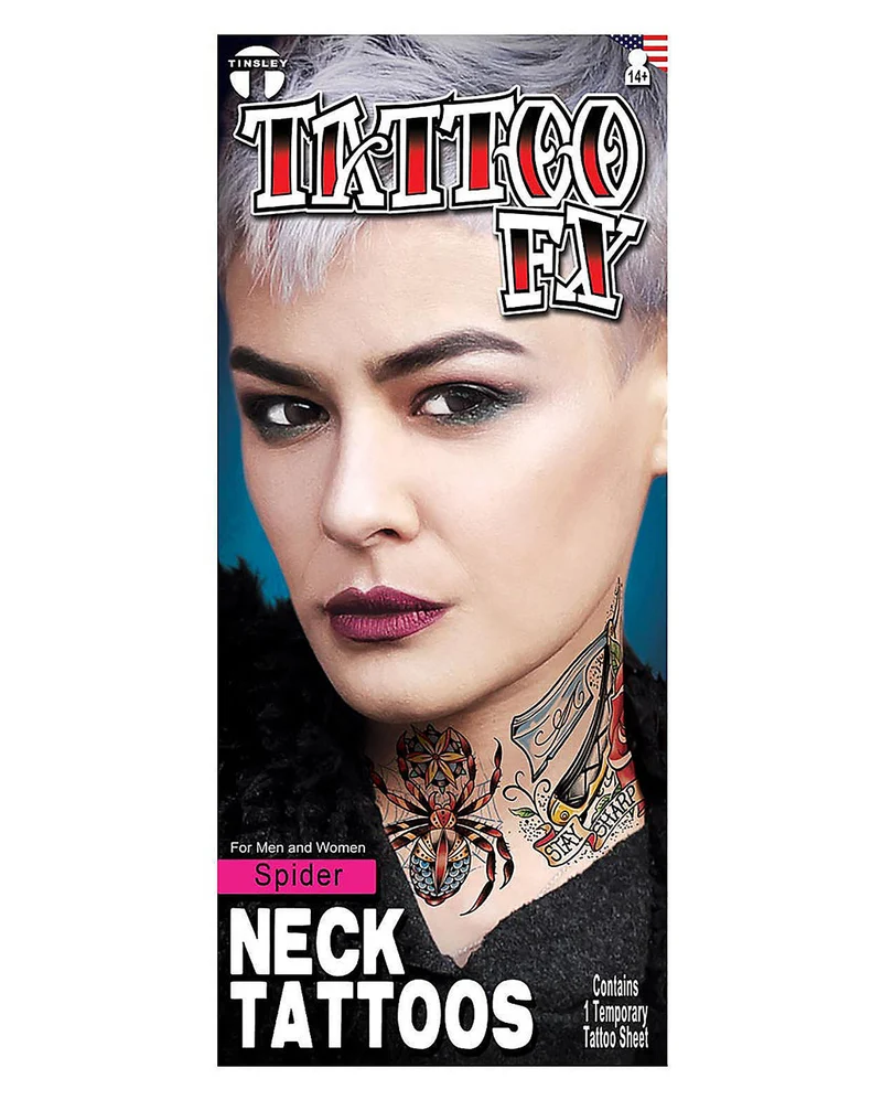 Spinne Nacken Klebetattoo Set