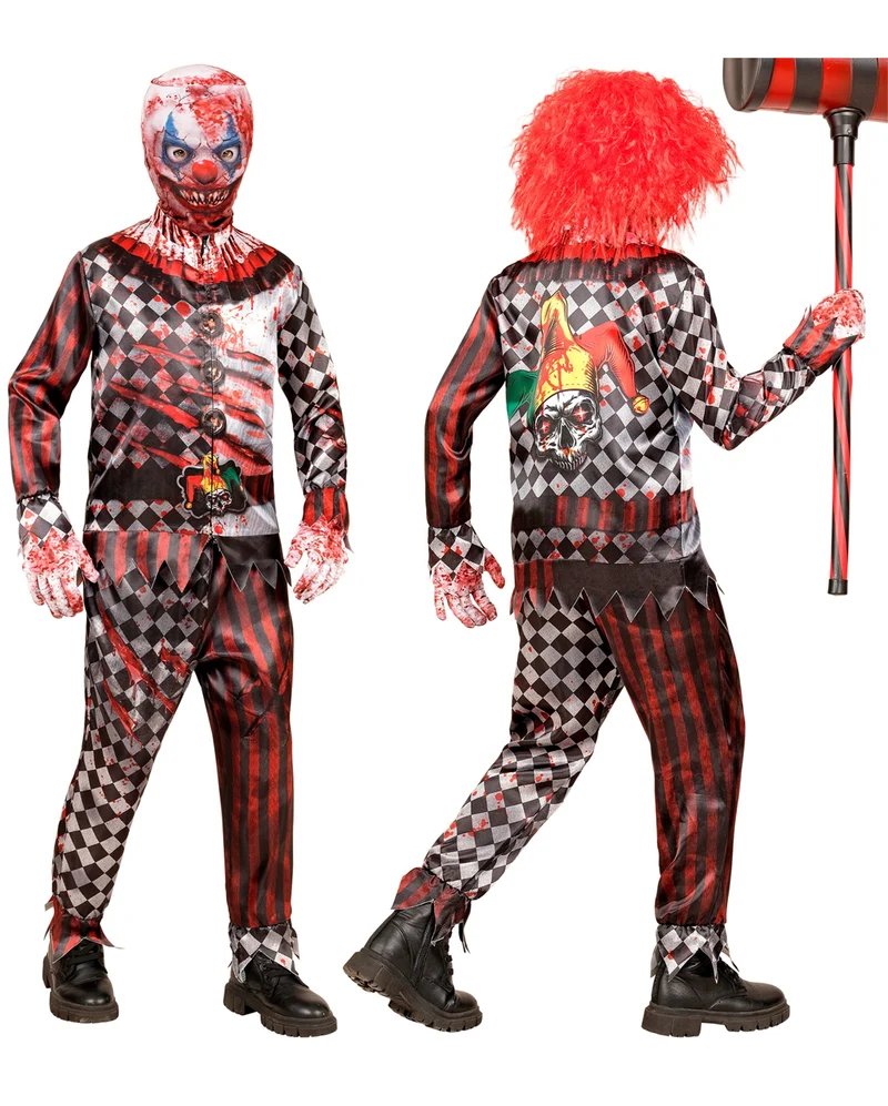 Horror Clown Schnellkostüm für Kinder mit Maske & Handschuhe