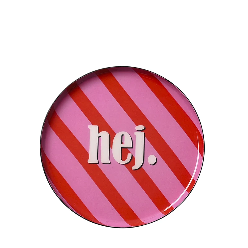 Dekotablett Hej Pink 13 cm