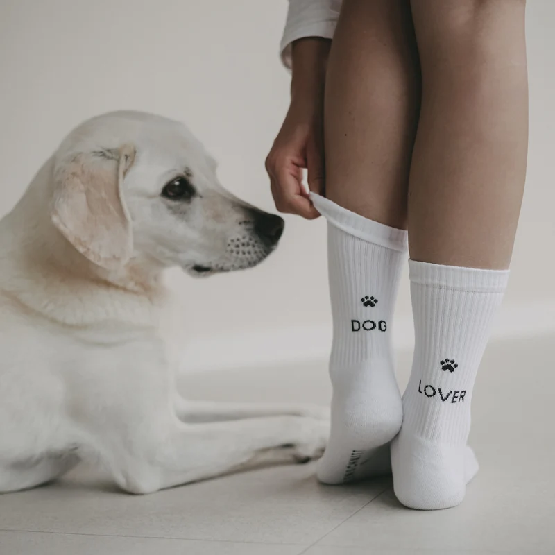 Eulenschnitt Socken Dog Lover weiß Größe 35-38
