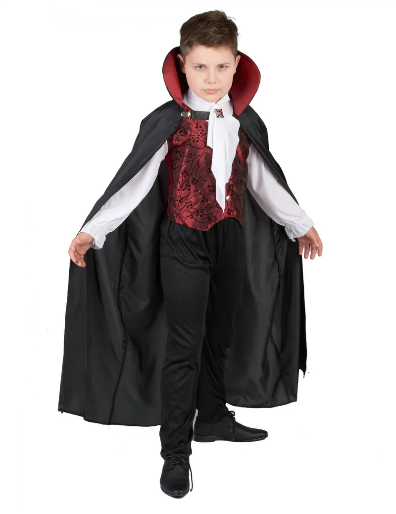 Vampirkostüm für Jungen schwarz-weiß-rot