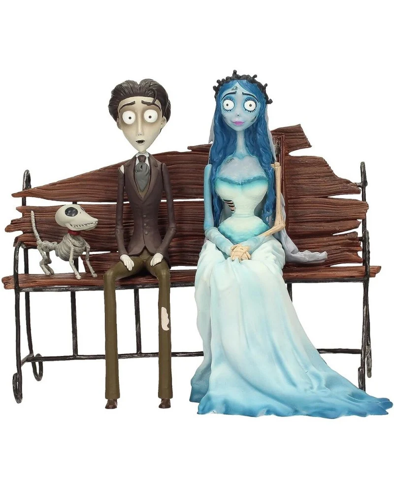 The Corpse Bride Emily und Victor auf Sargbank Figur