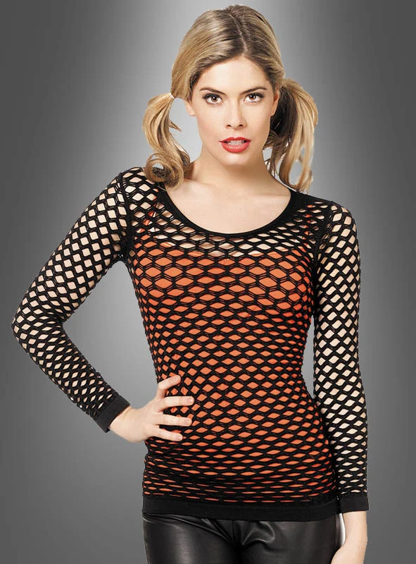 Langarm Netzshirt großmaschig 80er Outfit