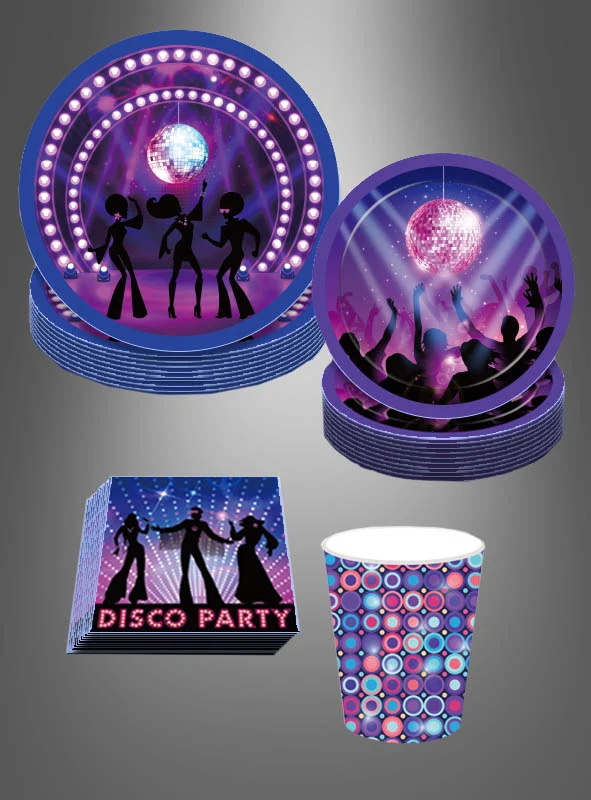 Disco Party Pappgeschirr Set 44 Teile