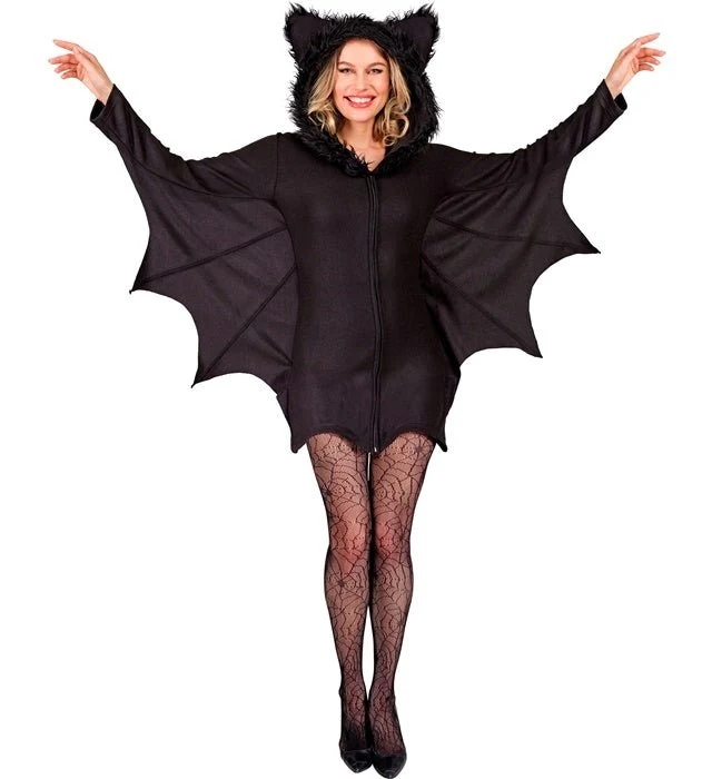 Fledermaus-Kleid, schwarz, für Damen