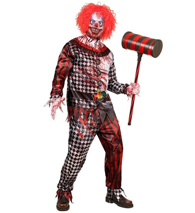 Clown-Kostüm, rot, für Herren, 4-teilig