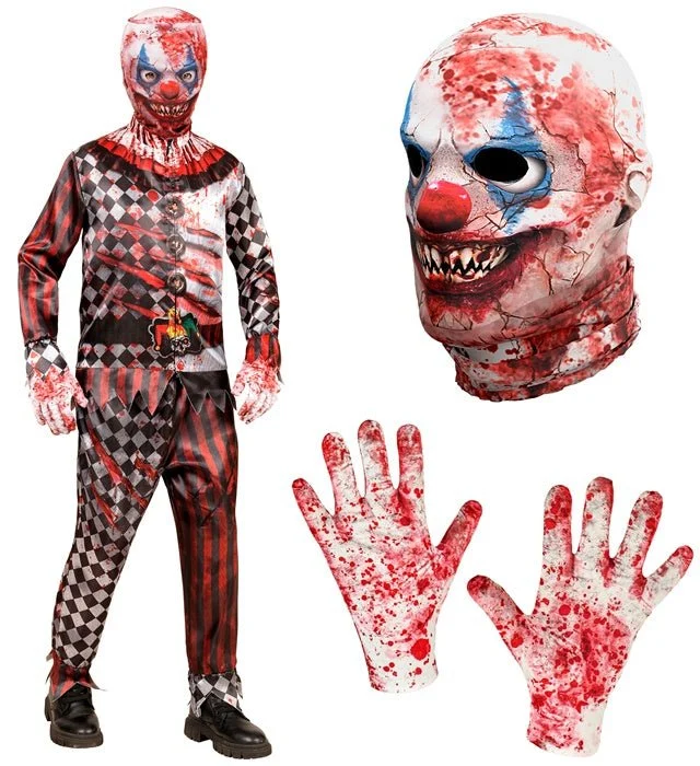 Clown-Kostüm, rot, für Kinder, 4-teilig