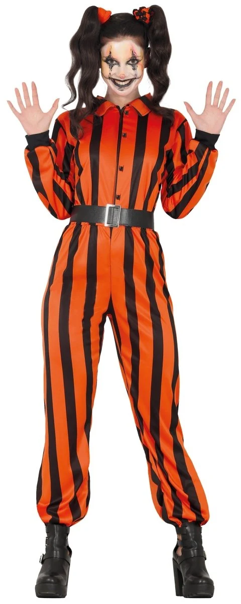 Halloween Jumpsuit Damen Harlekin Gefangener