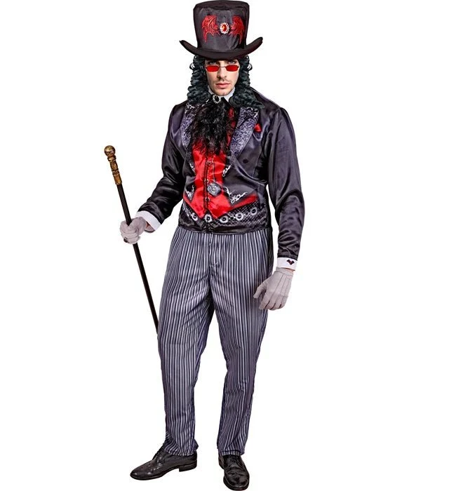 Vampir-Kostüm schwarz-rot für Herren, 4-teilig