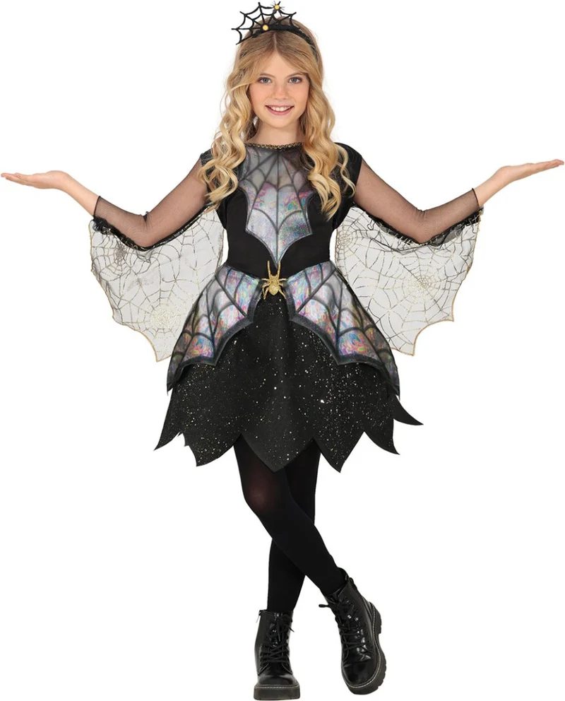 Halloween Kleid Mädchen Spinnweben und Spinne