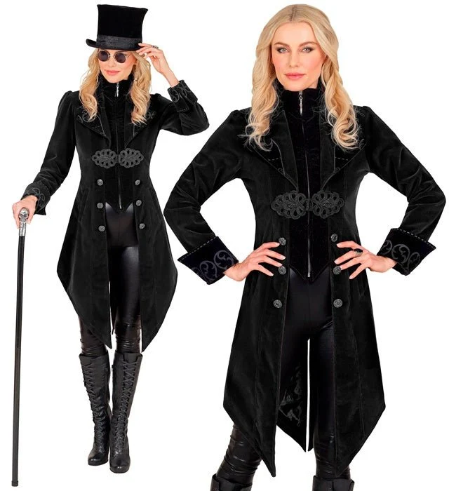 SCHWARZE SAMT-GOTHIC-JACKE DAMEN