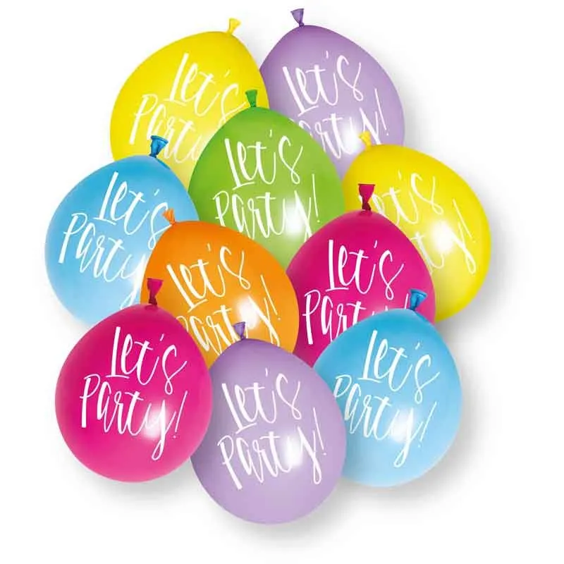 Bunte Luftballons „Lets Party“, 23 cm, 10 Stück