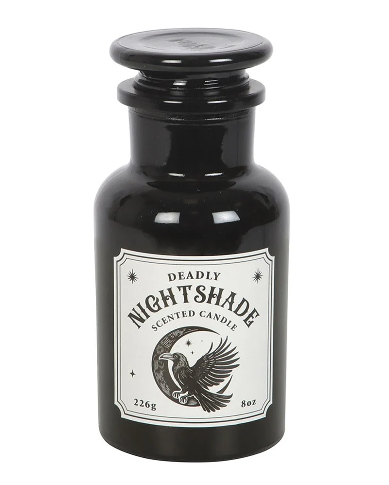 Mystic Raven Tollkirsche Duftkerze in Apothekerflasche