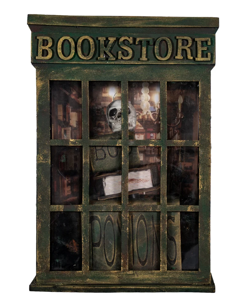 Spooky Bookstore Halloween Animatronic mit Licht & Sound 35cm
