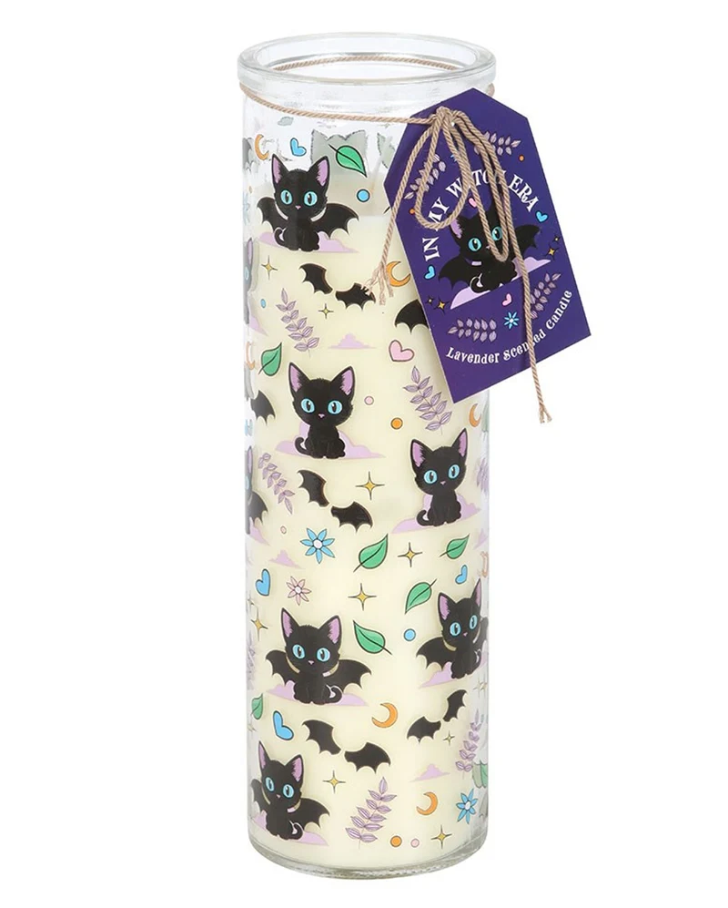 Lavenderkerze Cute & Creepy mit Katzenmotiv 20cm