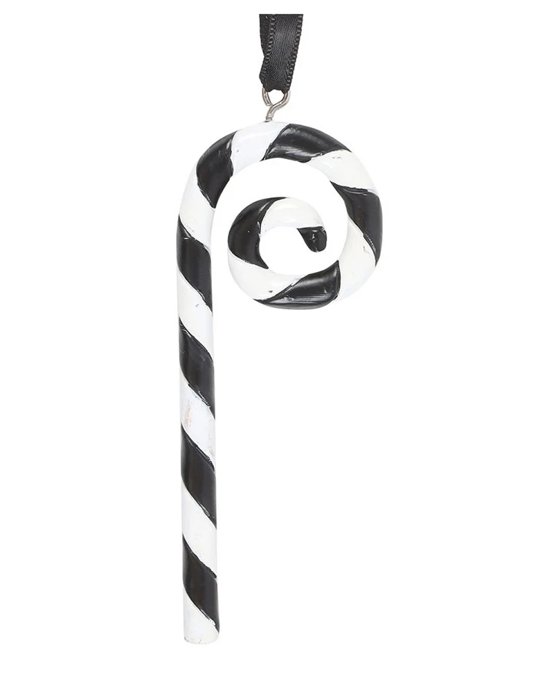Schwarz-Weiße Zuckerstange als Hängedeko 18cm