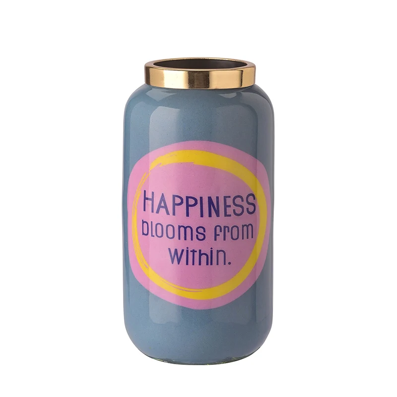 Vase Metall Rauchblau Happiness 12 cm