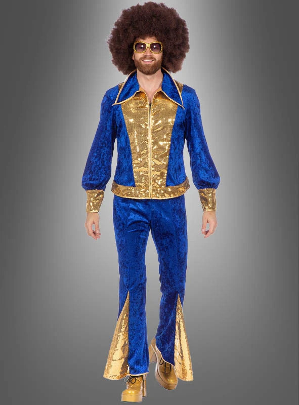 Glitzer Disco Anzug blau-gold