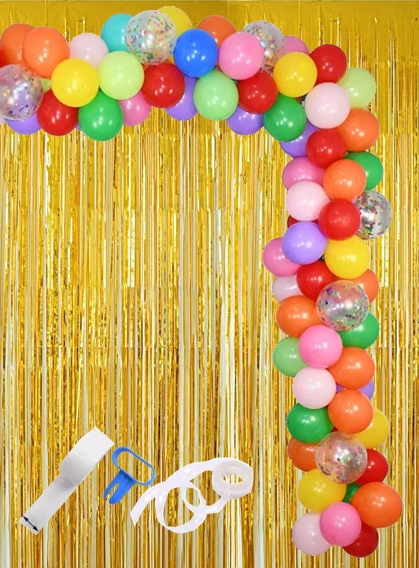 Bunte Luftballongirlande mit Zubehör 112-teilig