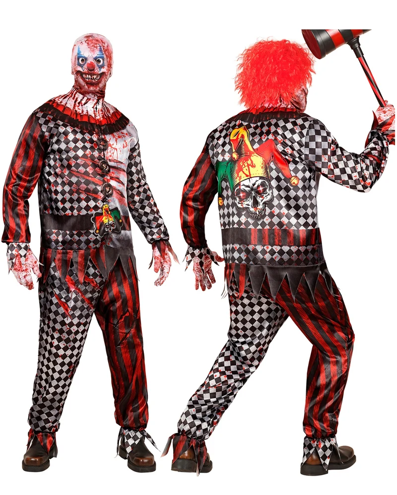 Horror Clown Sofortkostüm mit Maske & Handschuhe