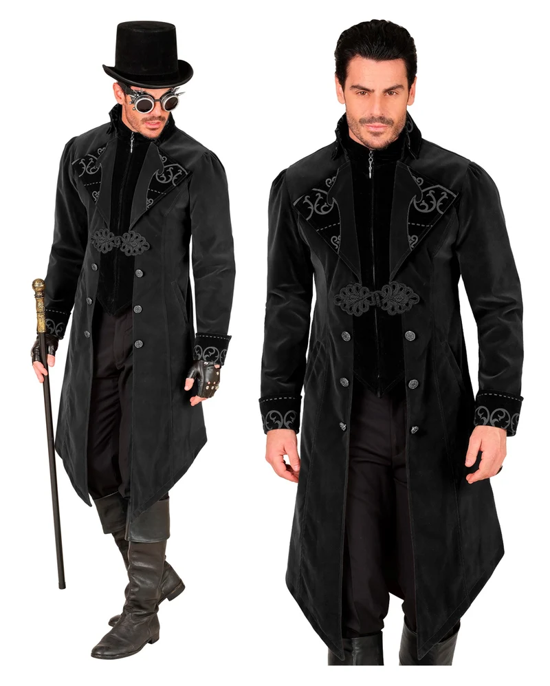 Schwarzer Gothic Mantel als Kostüm
