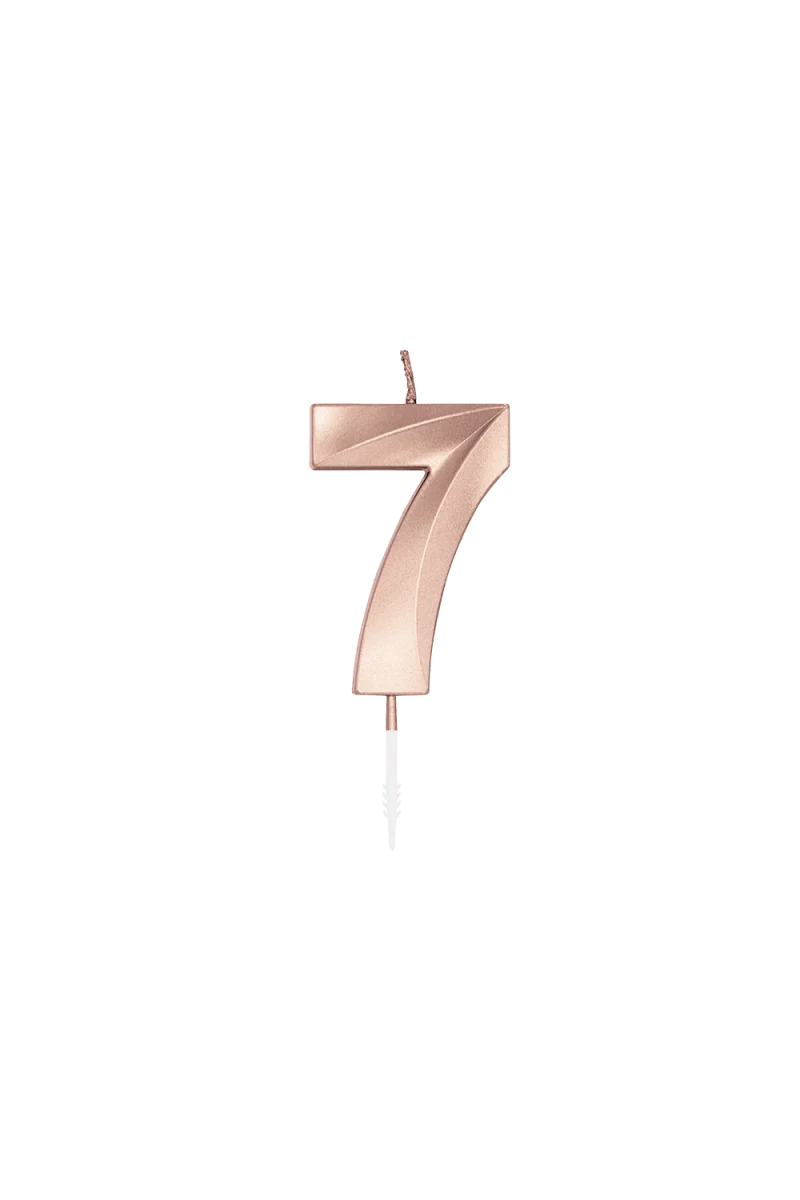 7-Jahres-Kerze, Roségold-Metallic, 6 cm