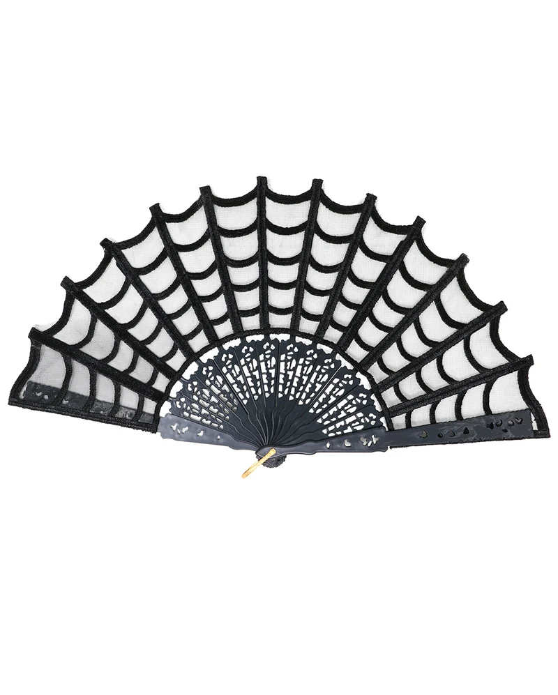 Gothic Handfächer - Spinnennetz Design
