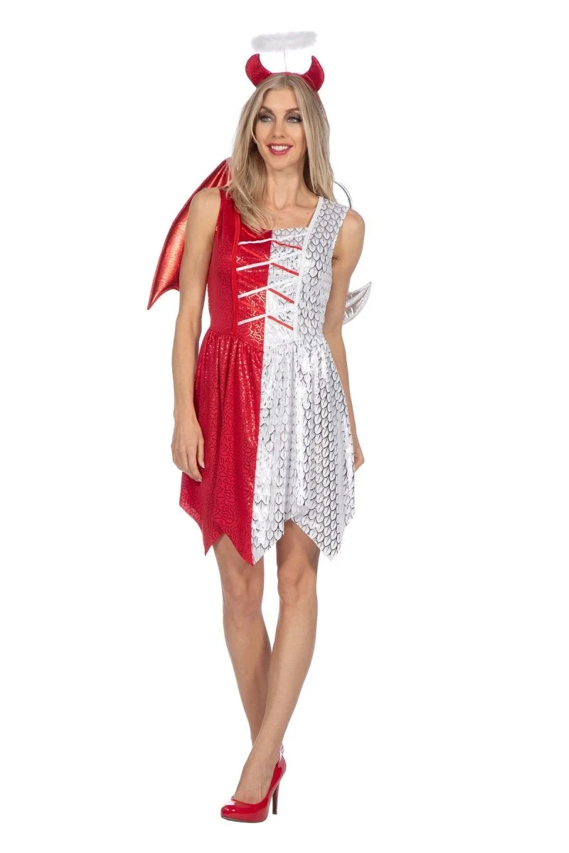 Rot Weiß Kleid Damen Teufel und Engel