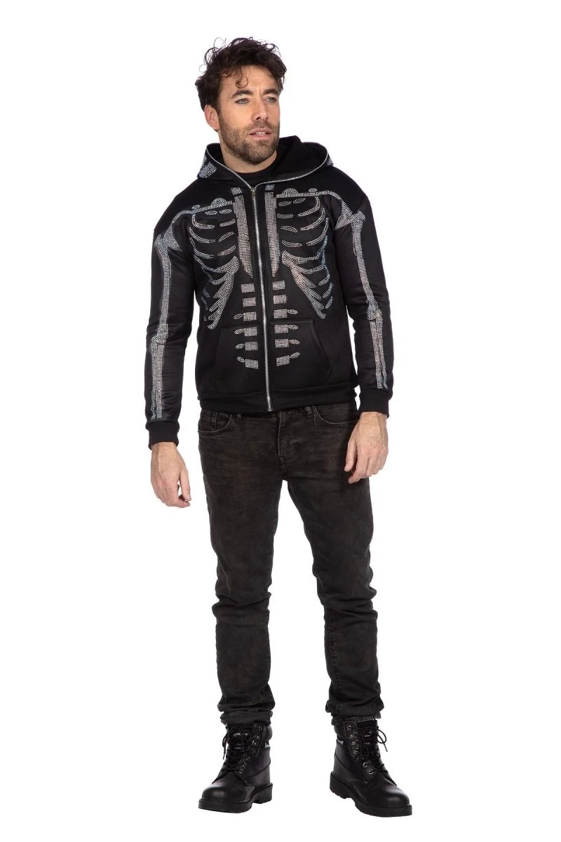 Skelett Weste Schwarz Herren Strass