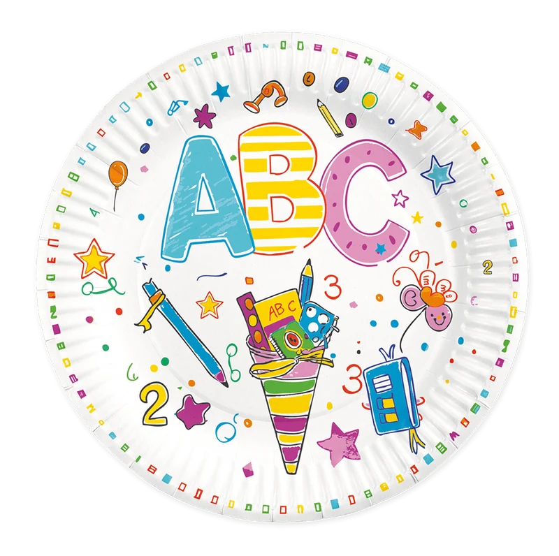 Einschulung Teller „Abc“, 23 cm, 8 Stück