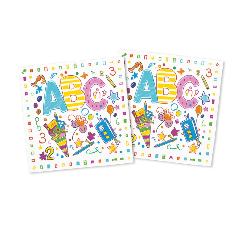Einschulung Servietten „Abc“, 33 cm, 20 Stück