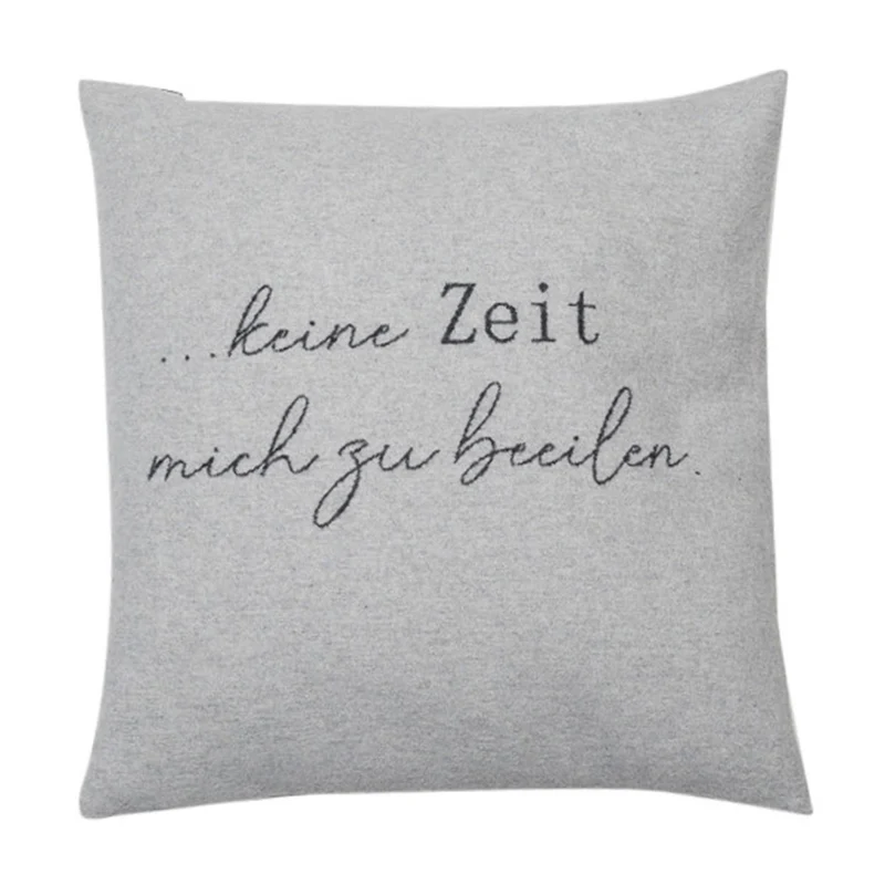 Nordic Kissenhülle Keine Zeit mich zu beeilen Grau 50 x 50 cm