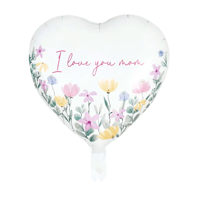 Weißer Heliumballon „I Love You Mom“, leer, 45 cm