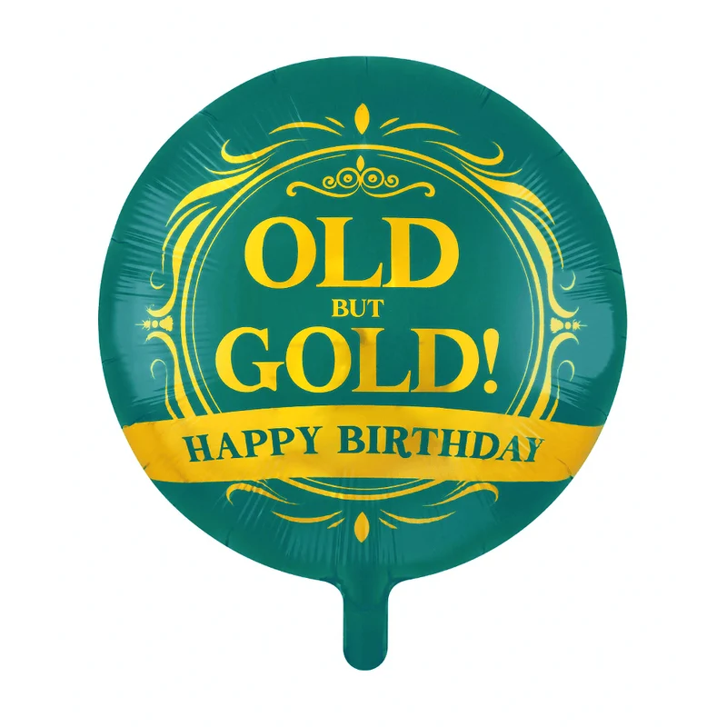 Grüner Heliumballon „Old But Gold“, leer, 45 cm