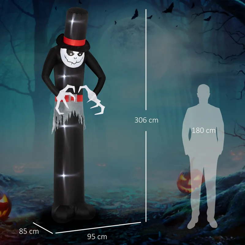 Aufblasbare Halloween-Dekoration – Aufblasbarer Halloween-Geist mit Hut, 306 cm