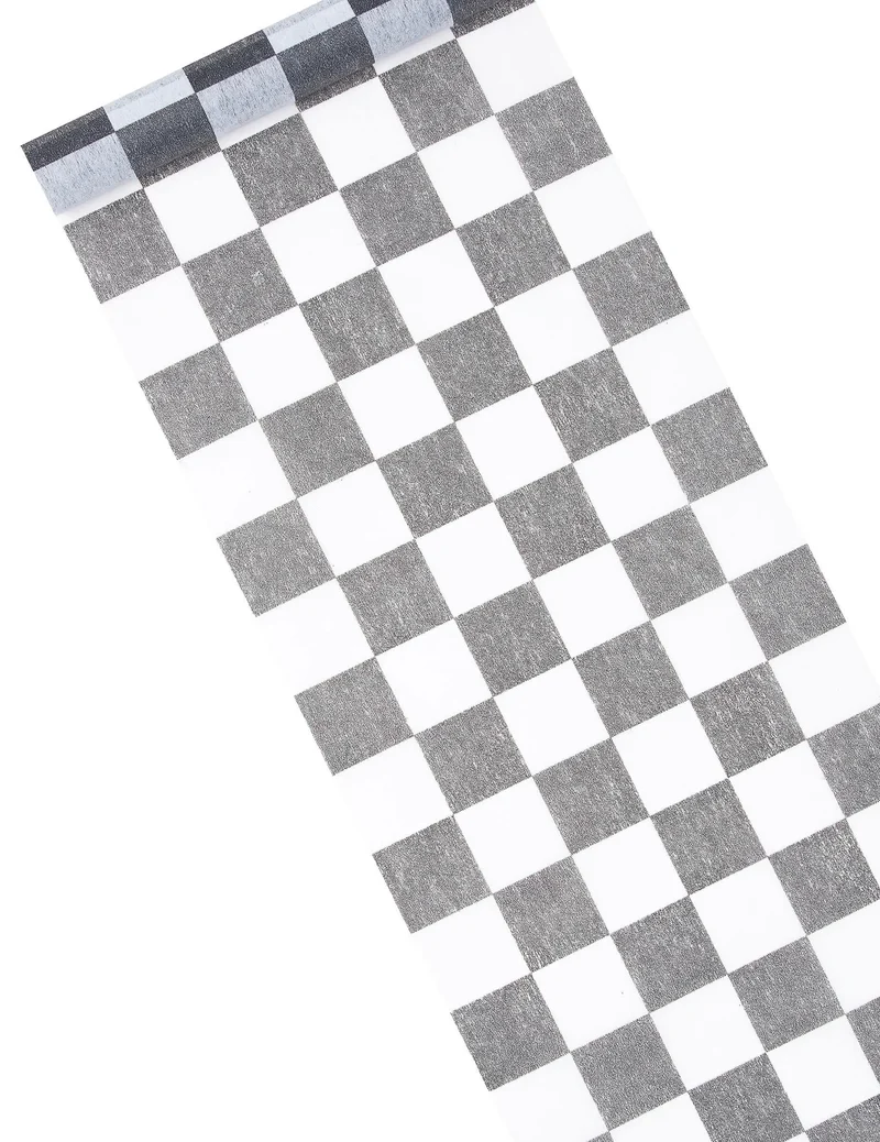 Retro-Tischläufer mit Karomuster Tischzubehör schwarz-weiss 5m x 27cm