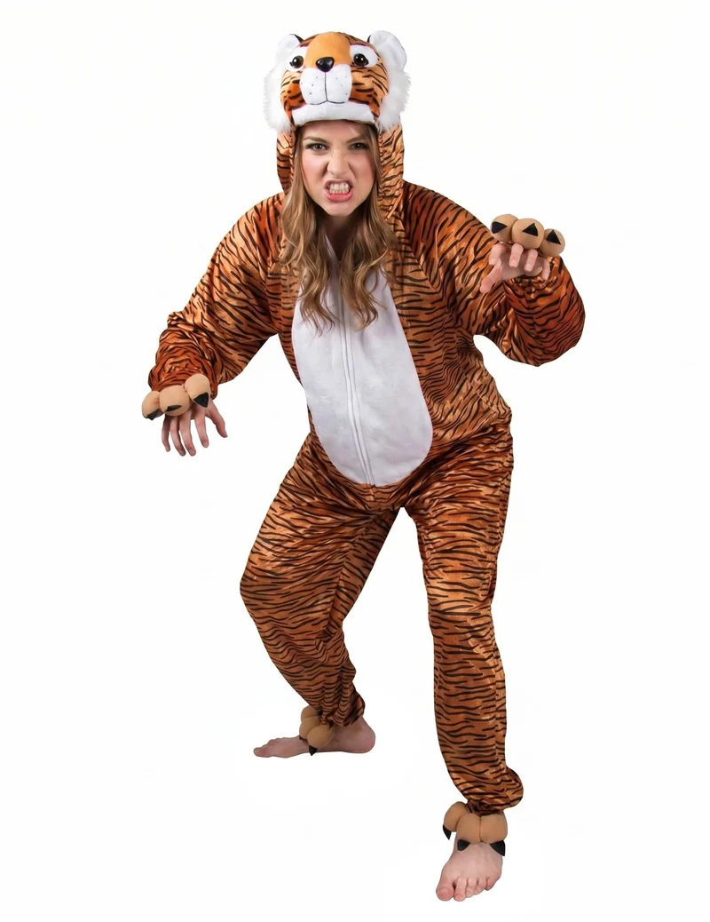 Tiger-Paarkostüm für Erwachsene orangefarben-schwarz-weiss