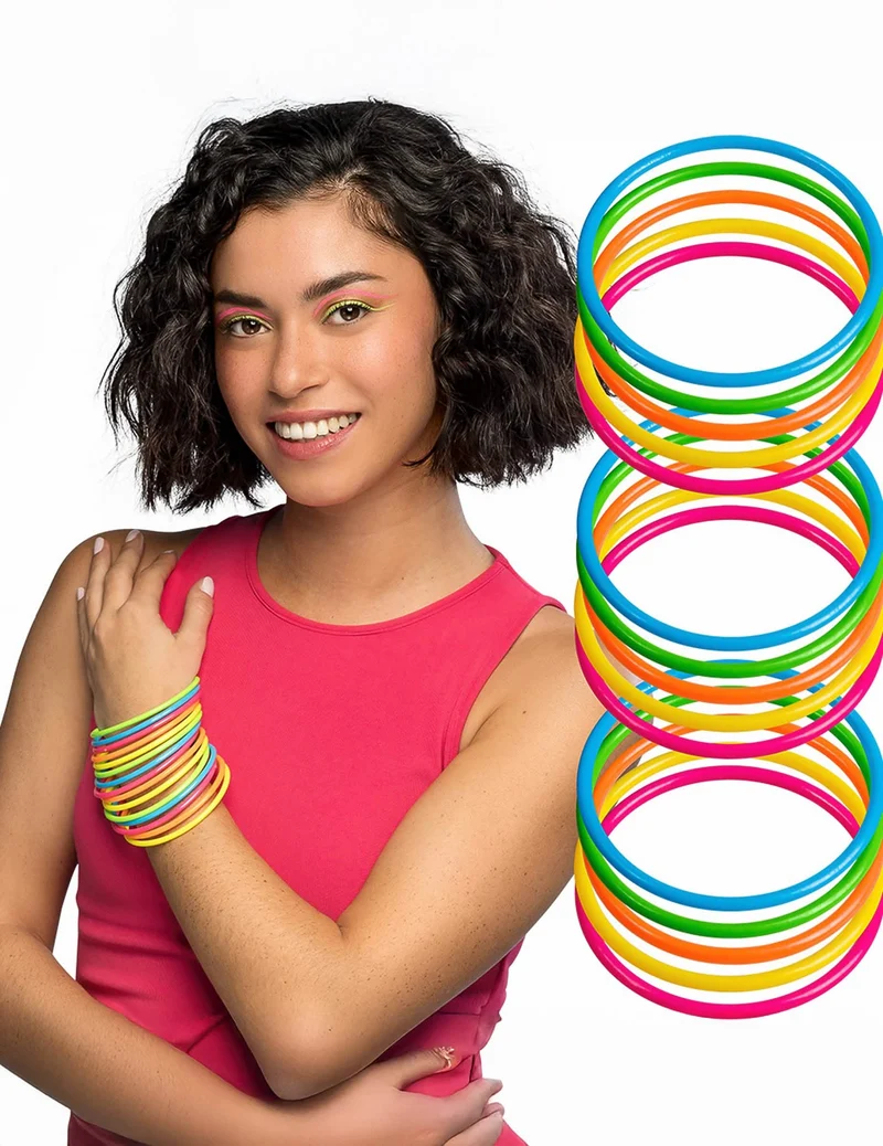 15 Bunte Neon Armbänder