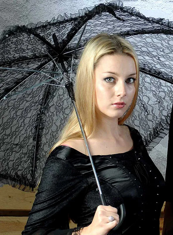 Gothic Schirm mit Spitze weiß oder schwarz