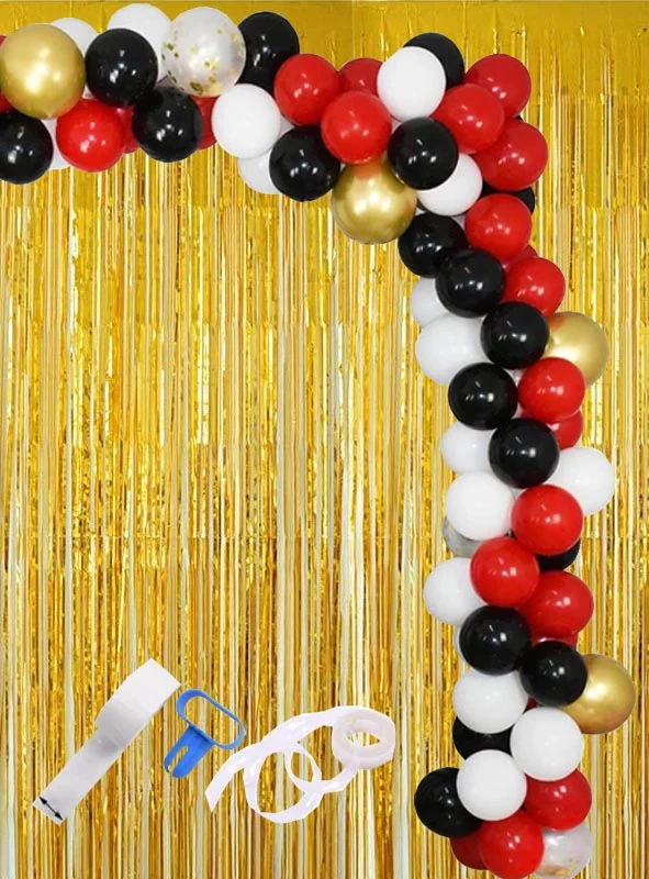 Ballongirlande Party Set 113-teilig schwarz, rot, gold