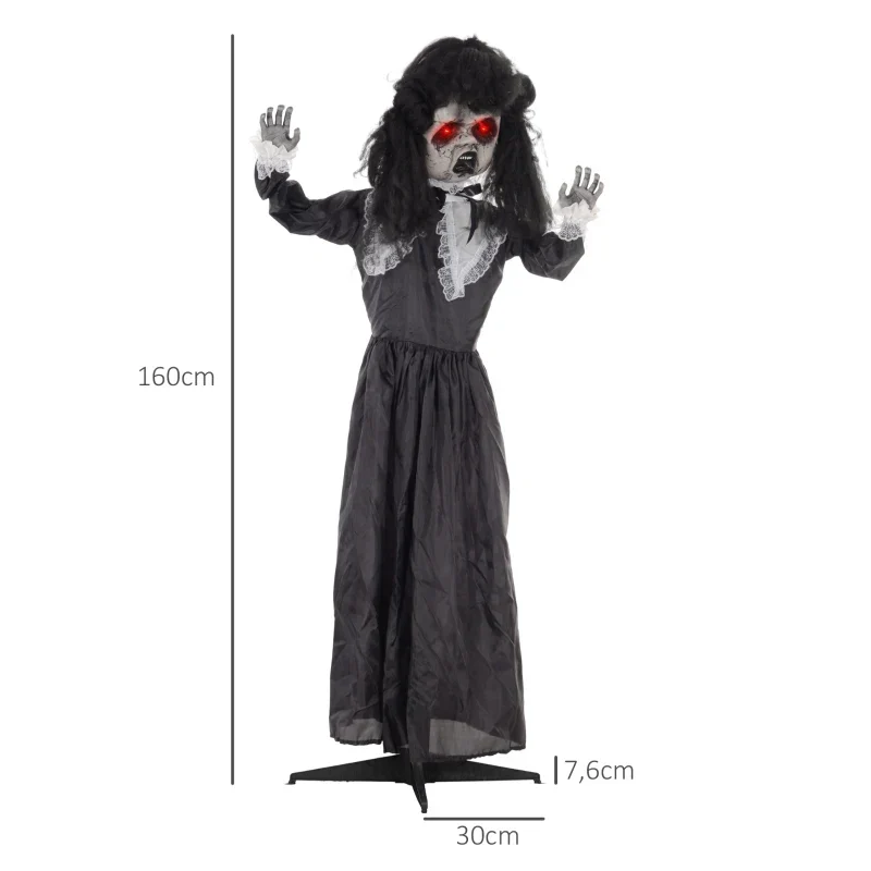 Animiertes Lolita-Mädchen mit Sound, LED & Bewegung Halloween-Dekoration, 160cm