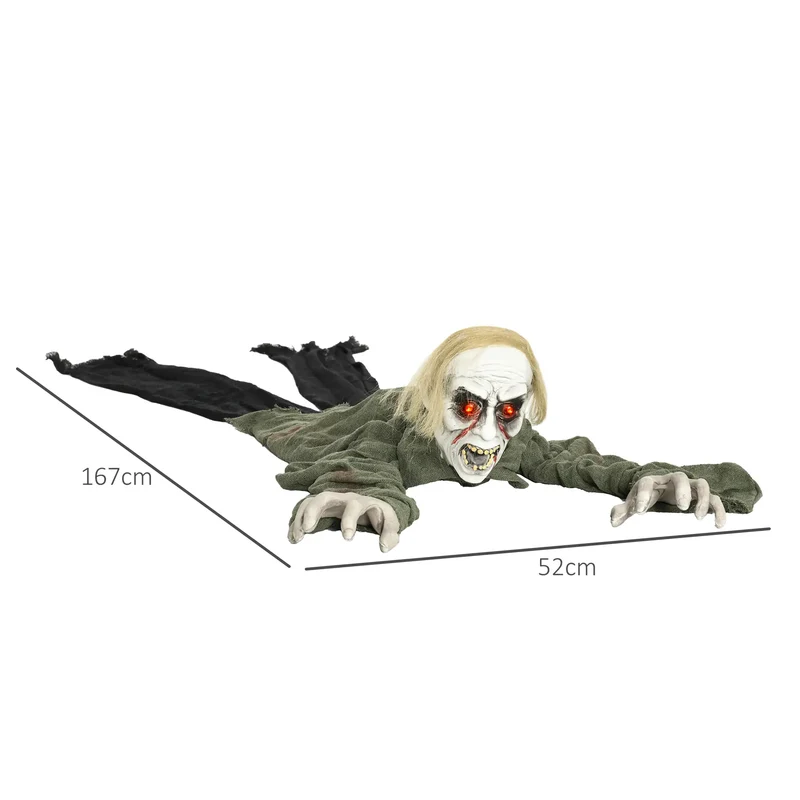 Halloween Dekoration kriechender Zombie 167 cm LED-Lichter Soundfunktion