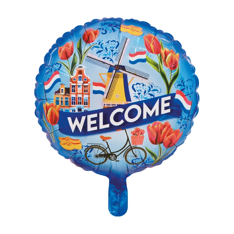 Willkommen – Heliumballon, blau, leer, 45 cm