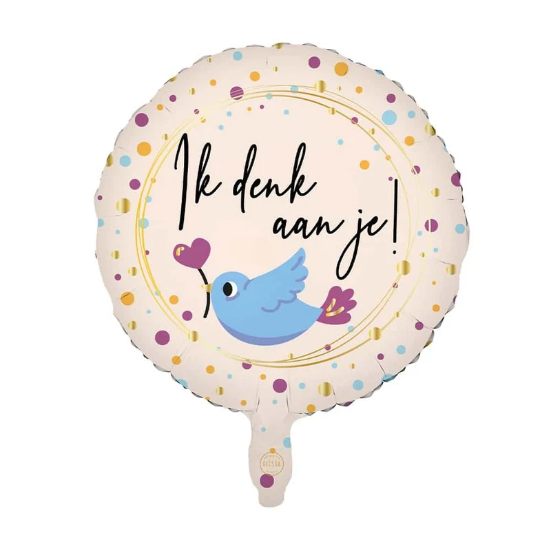 Beiger Heliumballon „Ich denke an dich“ – leer, 45 cm