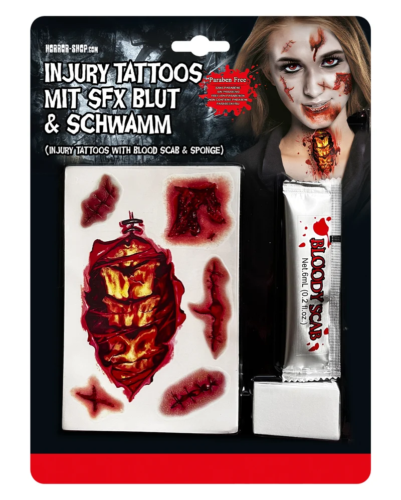 Trauma Tattoos mit Filmblut & Schwamm